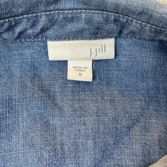 J. Jill Womens Blouse Medium Chambray Tunic Button Front Top Long Sleeve Casual - Picture 3 of 8